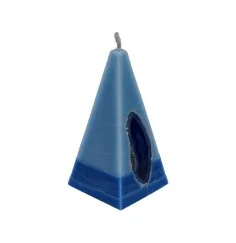 Kerze - Achat Edelstein - hellblau/dunkelblau, Pyramide - Maße ca: 6x6x11,5cm