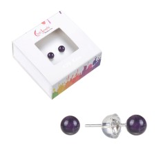 Heilsteine & Edelsteine - Ohrstecker - Amethyst, Kugel, 4mm, rhodiniert