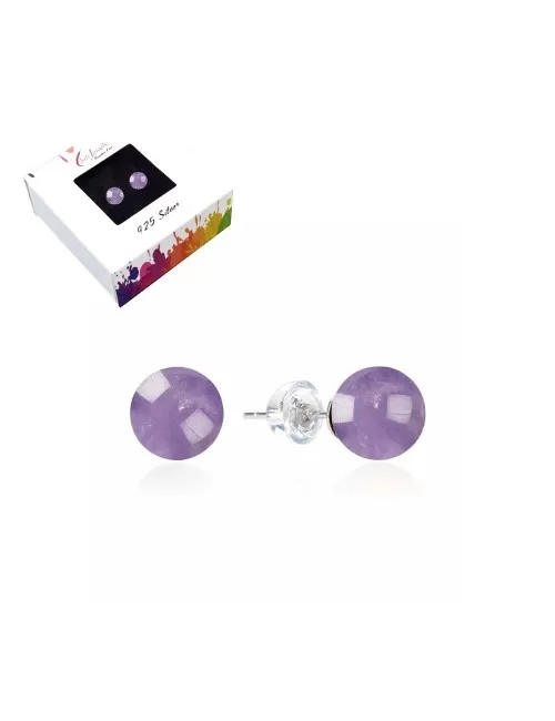 Heilsteine & Edelsteine - Ohrstecker - Amethyst, Kugel, 6mm, rhodiniert