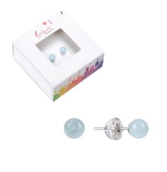 Heilsteine & Edelsteine - Ohrstecker - Aquamarin, Kugel, 4mm, rhodiniert