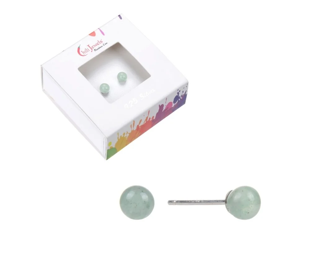 Heilsteine & Edelsteine - Ohrstecker - Aventurin, Kugel, 4mm, rhodiniert