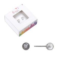 Heilsteine & Edelsteine - Ohrstecker - Bergkristall, Kugel, 4mm, rhodiniert