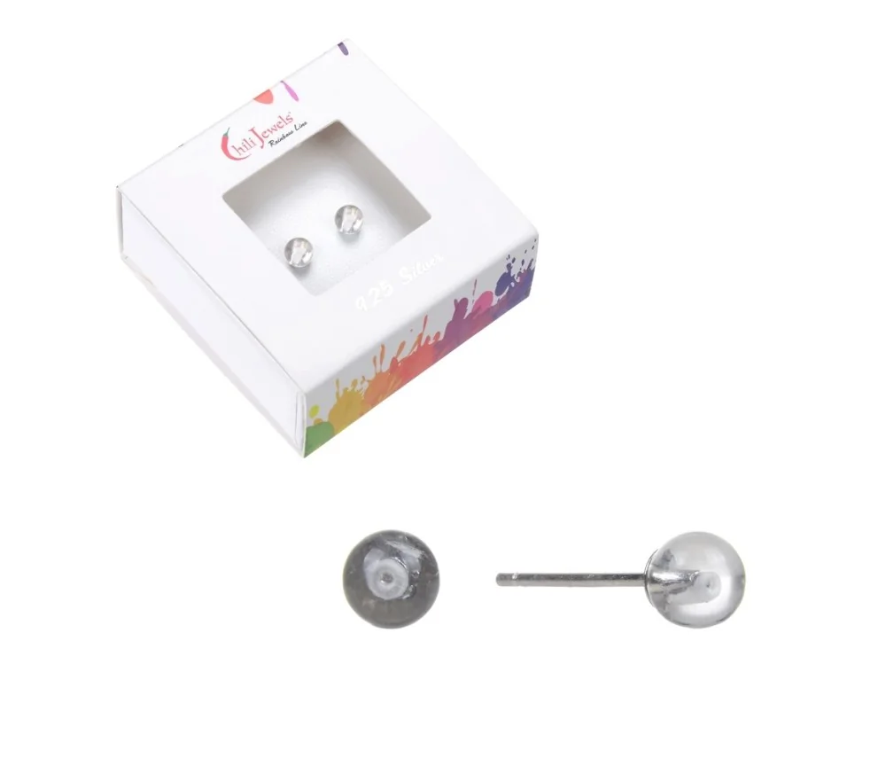 Heilsteine & Edelsteine - Ohrstecker - Bergkristall, Kugel, 4mm, rhodiniert