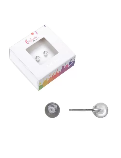 Heilsteine & Edelsteine - Ohrstecker - Bergkristall, Kugel, 4mm, rhodiniert