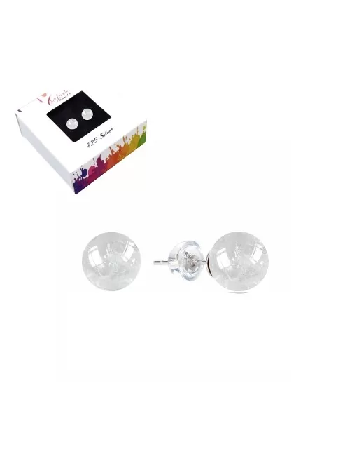 Heilsteine & Edelsteine - Ohrstecker - Bergkristall, Kugel, 6mm, rhodiniert