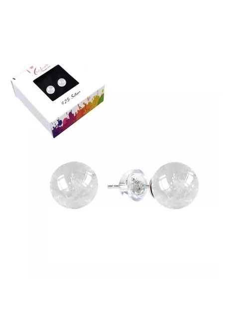 Heilsteine & Edelsteine - Ohrstecker - Bergkristall, Kugel, 8mm, rhodiniert