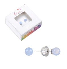 Heilsteine & Edelsteine - Ohrstecker - Chalcedon (blau), Kugel, 4mm, rhodiniert