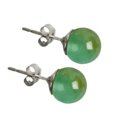 Heilsteine & Edelsteine - Ohrstecker - Chrysopras, Kugel, 8mm