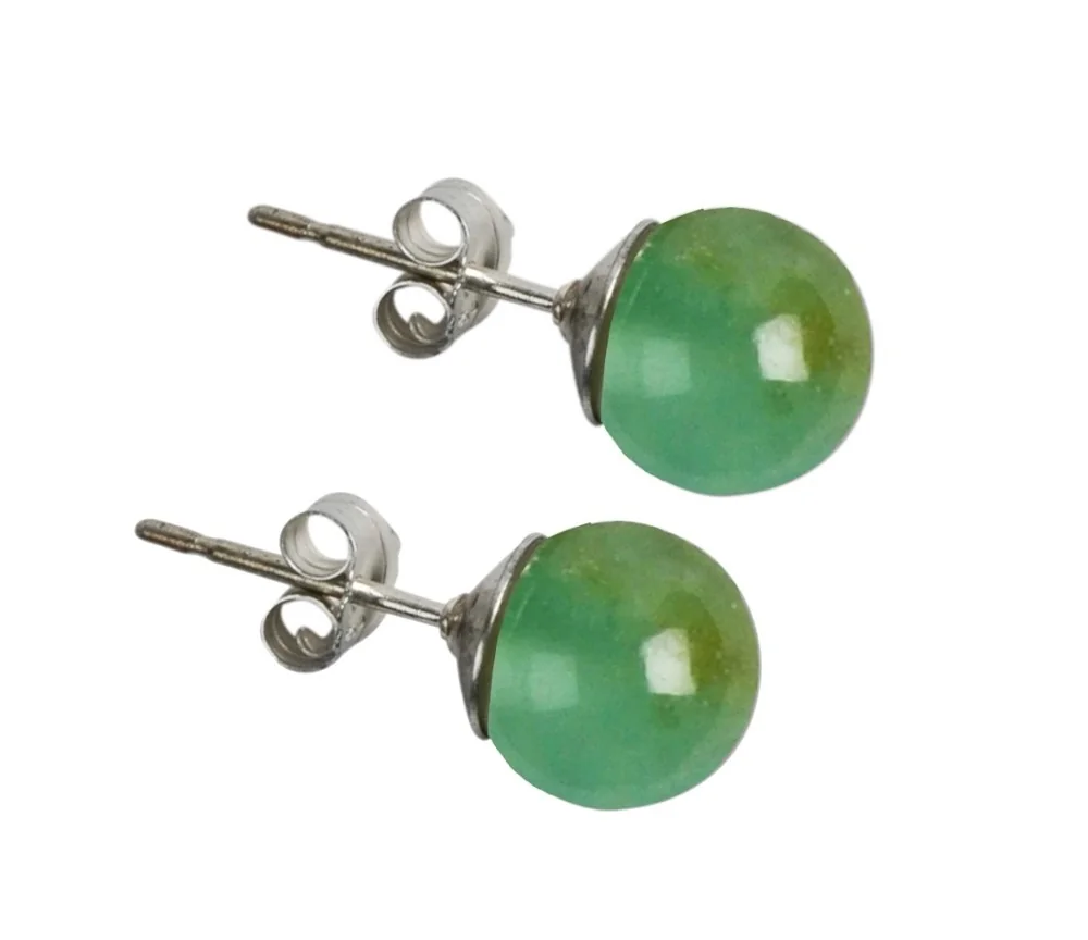 Heilsteine & Edelsteine - Ohrstecker - Chrysopras, Kugel, 8mm