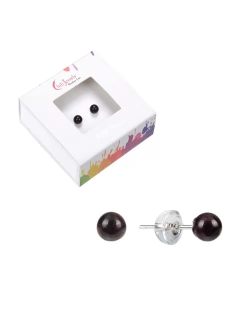 Heilsteine & Edelsteine - Ohrstecker - Granat, Kugel, 4mm, rhodiniert