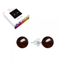 Heilsteine & Edelsteine - Ohrstecker - Granat, Kugel, 6mm, rhodiniert