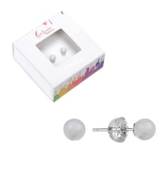 Heilsteine & Edelsteine - Ohrstecker - Magnesit, Kugel, 4mm, rhodiniert