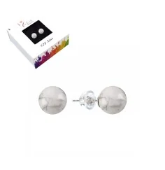 Heilsteine & Edelsteine - Ohrstecker - Magnesit, Kugel, 6mm, rhodiniert