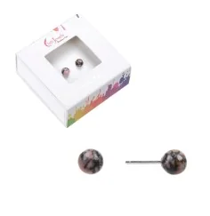 Heilsteine & Edelsteine - Ohrstecker - Rhodonit, Kugel, 4mm