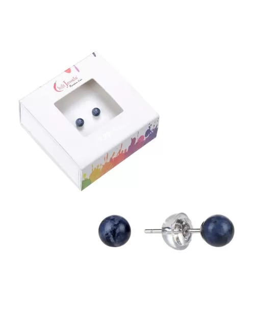 Heilsteine & Edelsteine - Ohrstecker - Sodalith, Kugel, 4mm, rhodiniert