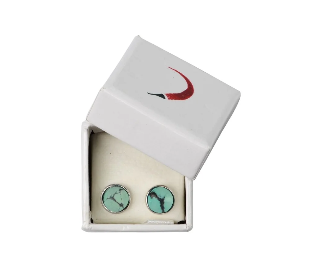 Heilsteine & Edelsteine - Ohrstecker - Türkis (stab.), Cabochon, 6mm