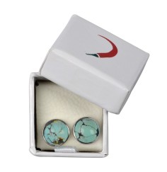 Heilsteine & Edelsteine - Ohrstecker - Türkis (stab.), Cabochon, 8mm