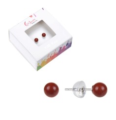 Heilsteine & Edelsteine - Ohrstecker - Jaspis (rot), Kugel, 4mm, rhodiniert