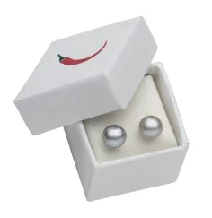 Heilsteine & Edelsteine - Ohrstecker - Perle silbergrau (gef.), Kugel, 6mm