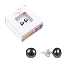 Heilsteine & Edelsteine - Ohrstecker - Perle schwarz, Kugel, 6mm, rhodiniert