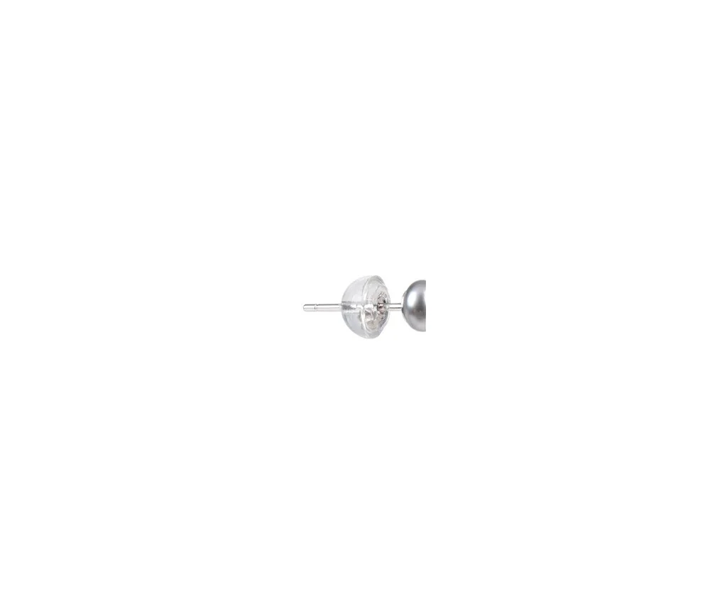 Heilsteine & Edelsteine - Ohrstecker - Perle silbergrau gefärbt, Kugel, 4mm, rhodiniert