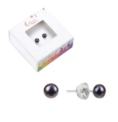 Heilsteine & Edelsteine - Ohrstecker - Perle schwarz, Kugel, 4mm, rhodiniert