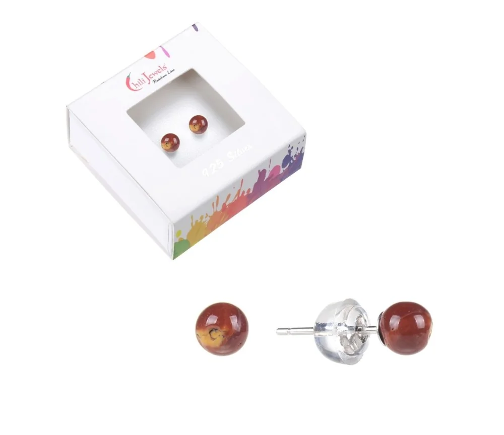 Heilsteine & Edelsteine - Ohrstecker - Mookait, Kugel, 4mm, rhodiniert