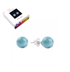 Heilsteine & Edelsteine - Ohrstecker - Larimar, Kugel, 6mm, rhodiniert