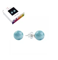 Heilsteine & Edelsteine - Ohrstecker - Larimar, Kugel, 6mm, rhodiniert