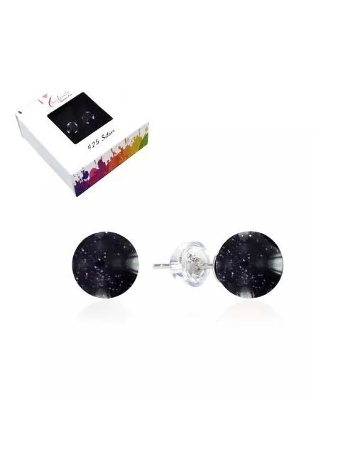 Heilsteine & Edelsteine - Ohrstecker - Goldfluß violett (synth. Glas), Kugel, 8mm, rhodiniert