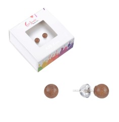 Heilsteine & Edelsteine - Ohrstecker - Sonnenstein, Kugel, 5,5mm, rhodiniert