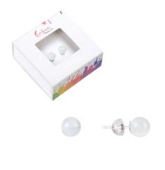 Heilsteine & Edelsteine - Ohrstecker - Labradorit (weiß), Kugel, 6mm, rhodiniert