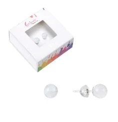 Heilsteine & Edelsteine - Ohrstecker - Labradorit (weiß), Kugel, 6mm, rhodiniert