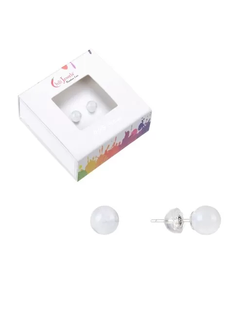 Heilsteine & Edelsteine - Ohrstecker - Labradorit (weiß), Kugel, 6mm, rhodiniert