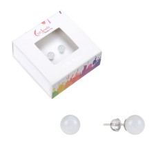 Heilsteine & Edelsteine - Ohrstecker - Labradorit (hell), Kugel, 8mm, rhodiniert