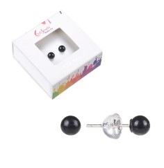 Heilsteine & Edelsteine - Ohrstecker - Schungit (stab.), Kugel, 04mm, rhodiniert