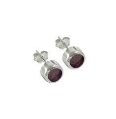 Heilsteine & Edelsteine - Ohrstecker - Granat (4mm) rund, facettiert