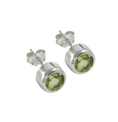 Heilsteine & Edelsteine - Ohrstecker - Peridot rund (4mm), facettiert, 0,5cm