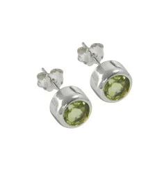 Heilsteine & Edelsteine - Ohrstecker - Peridot rund (4mm), facettiert, 0,5cm