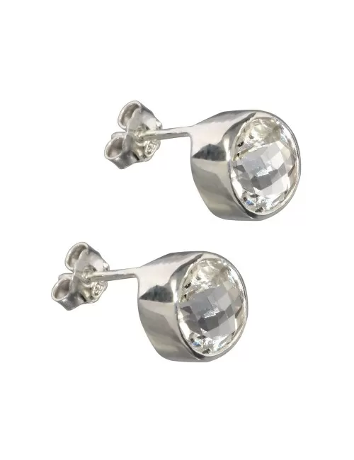 Heilsteine & Edelsteine - Ohrstecker - Topas weiß (8mm) rund