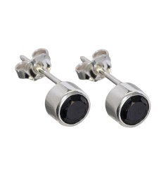 Heilsteine & Edelsteine - Ohrstecker - Spinell schwarz rund, facettiert, 4mm