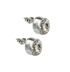 Heilsteine & Edelsteine - Ohrstecker - Topas weiß (9 x 7mm) oval, facettiert