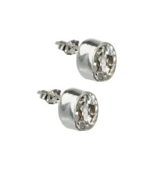 Heilsteine & Edelsteine - Ohrstecker - Topas weiß (9 x 7mm) oval, facettiert