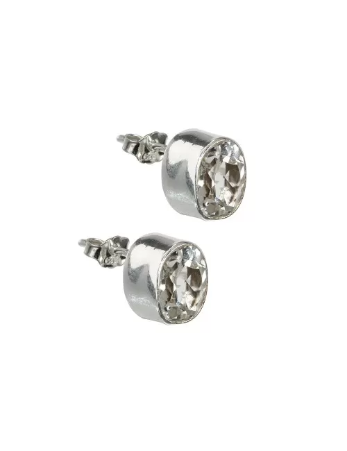 Heilsteine & Edelsteine - Ohrstecker - Topas weiß (9 x 7mm) oval