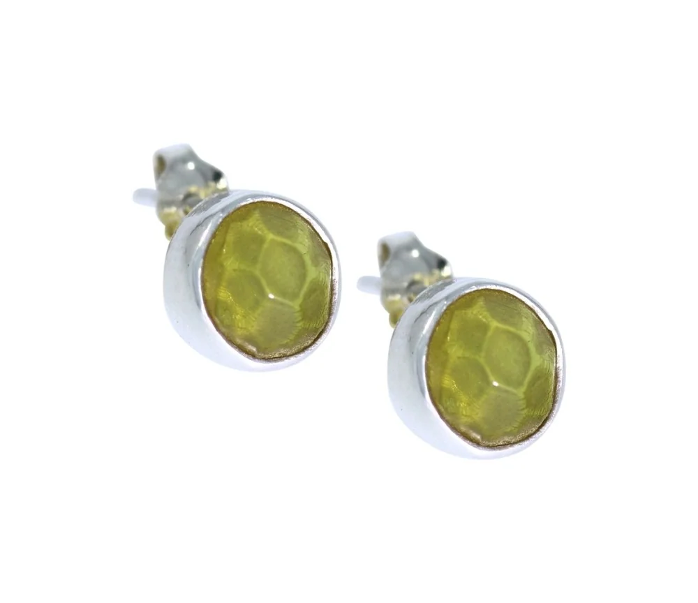 Heilsteine & Edelsteine - Ohrstecker - Kopal (7-8mm) rund, facettiert