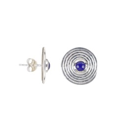 Heilsteine & Edelsteine - Ohrstecker - Lapis Lazuli Kreis mit Spirale, 1,5cm