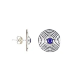 Heilsteine & Edelsteine - Ohrstecker - Lapis Lazuli Kreis mit Spirale, 1,5cm