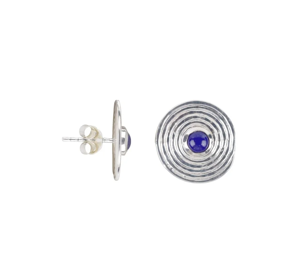 Heilsteine & Edelsteine - Ohrstecker - Lapis Lazuli Kreis mit Spirale, 1,5cm
