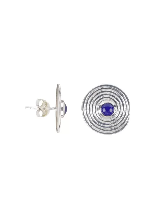 Heilsteine & Edelsteine - Ohrstecker - Lapis Lazuli Kreis mit Spirale