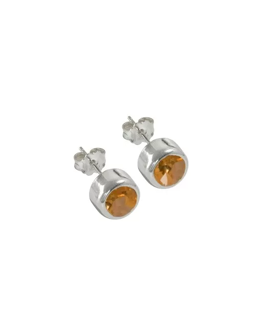 Heilsteine & Edelsteine - Ohrstecker - Granat (Mandarinengranat) rund (4mm)